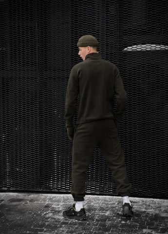 Оливковый (хаки) зимний теплый мужской костюм No Brand