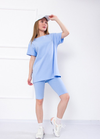 Блакитний літній комплект жіночий (футболка+велосипедки) Носи своє 8138