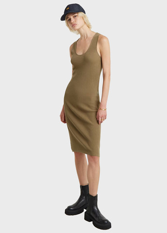 Светло-коричневое кэжуал платье силуэтная G-Star Raw однотонное