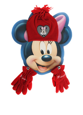 Червоний зимній комплект (шапка, рукавички) Disney
