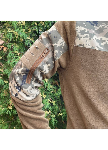 Кофта флисовая мужская военная тактическая с липучками под шевроны ВСУ (ЗСУ) Пиксель 8158 56 размер койот Power (254441239)