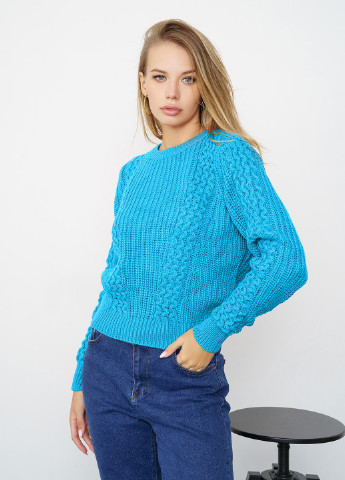 Синий зимний свитер женский джемпер ISSA PLUS WN20-337
