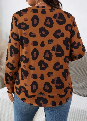 Коричневий світшот SHEIN леопардовий без декору (333366034)