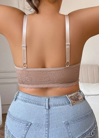 Бежевый бралетт бюстгальтер SHEIN с косточками полиамид