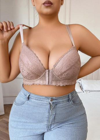 Бежевый бралетт бюстгальтер SHEIN с косточками полиамид