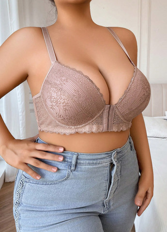 Бежевый бралетт бюстгальтер SHEIN с косточками полиамид