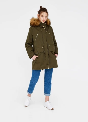 Темно-зелена куртка зима,болотний, Pull & Bear