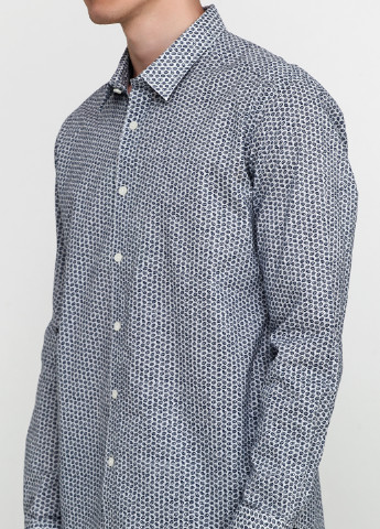 Серо-синяя кэжуал рубашка в горошек Finn Flare с длинным рукавом