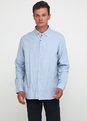 Голубой кэжуал рубашка однотонная Massimo Dutti