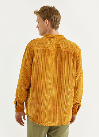 Светло-оранжевая кэжуал рубашка однотонная KOTON