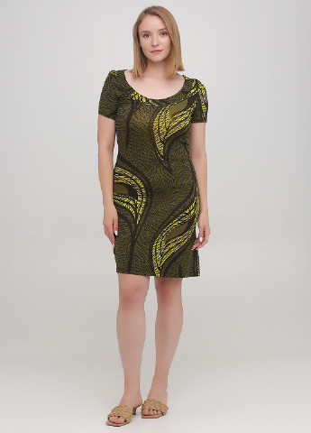 Зеленое кэжуал платье Zara с абстрактным узором