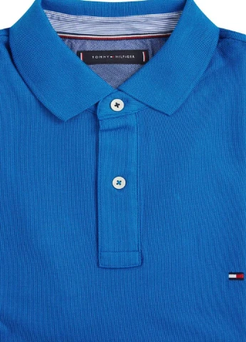 Синяя футболка-поло для мужчин Tommy Hilfiger с логотипом