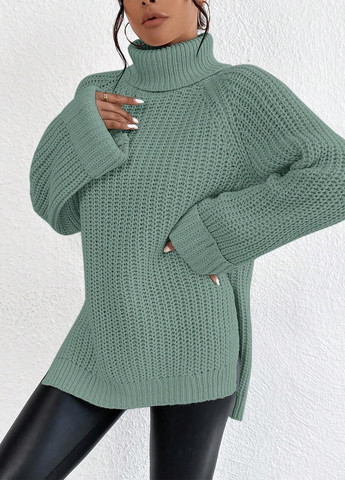 Серо-зеленый зимний свитер SHEIN