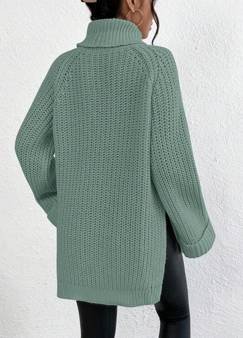 Серо-зеленый зимний свитер SHEIN