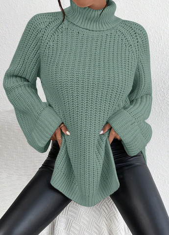 Серо-зеленый зимний свитер SHEIN