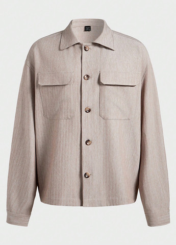 Бежевый демисезонный костюм (рубашка, брюки) брючный, с рубашкой SHEIN