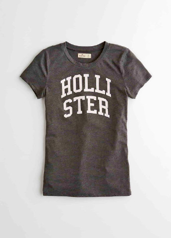 Темно-сіра літня футболка Hollister