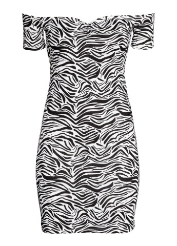 Чорно-білий кежуал плаття, сукня сукня-футболка H&M зебра