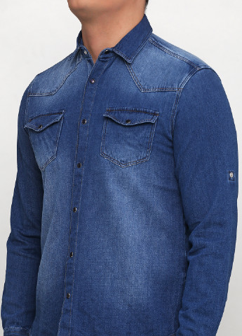 Синяя джинсовая рубашка однотонная Madoc Jeans