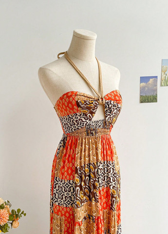 Комбінована кежуал сукня з відкритою спиною SHEIN з геометричним візерунком