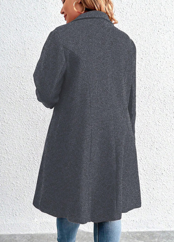 Темно-серое демисезонное Пальто двубортное SHEIN