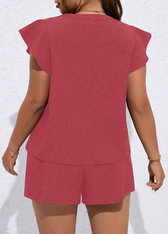 Коралловый летний комплект (майка, шорты) SHEIN