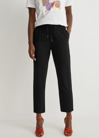 Черные кэжуал летние зауженные, укороченные брюки C&A