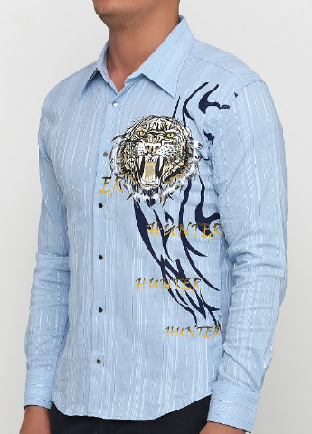 Голубой кэжуал рубашка с рисунком Npaloni Jous с длинным рукавом