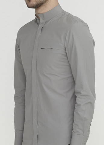 Серая кэжуал рубашка однотонная Emporio Armani с длинным рукавом