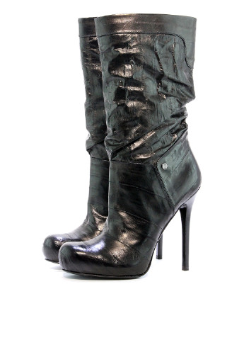 Женские осенние черные полусапоги Alexander McQueen на высоком каблуке