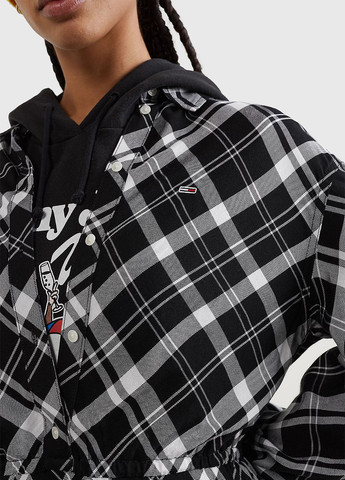 Чорно-білий повсякденний сукня сукня-сорочка Tommy Jeans в клітинку