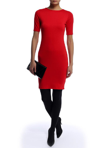 Красное кэжуал платье Amplebox однотонное