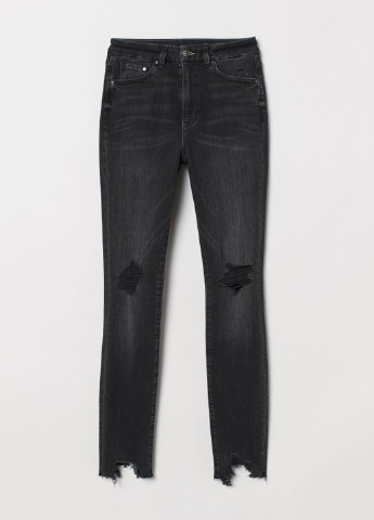 Джинси H&M завужені, вкорочені однотонні темно-сірі джинсові бавовна