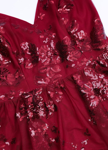 Бордова коктейльна сукня кльош SHEIN однотонна