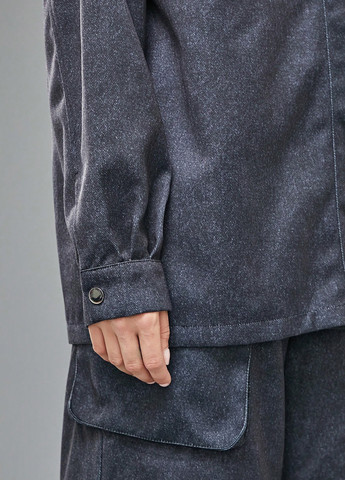 Серо-синяя кэжуал рубашка с абстрактным узором SHEIN