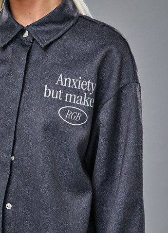 Серо-синяя кэжуал рубашка с абстрактным узором SHEIN