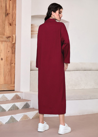 Бордова кежуал сукня сукня-сорочка SHEIN однотонна