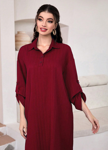 Бордова кежуал сукня сукня-сорочка SHEIN однотонна