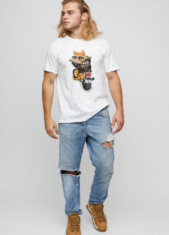 Біла футболка чоловіча basic /air print/ YAPPI