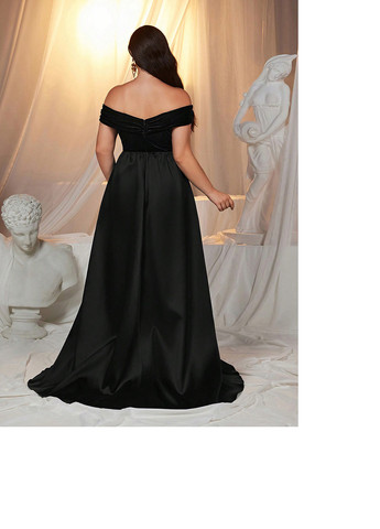 Черное вечернее платье годе SHEIN однотонное