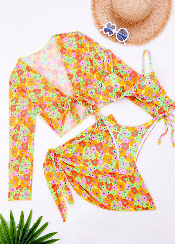 Комбінований літній купальник (ліф, трусики, топ, спідниця) балконет, роздільний SHEIN