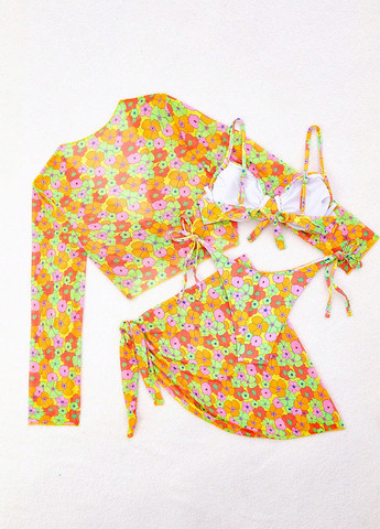 Комбінований літній купальник (ліф, трусики, топ, спідниця) балконет, роздільний SHEIN