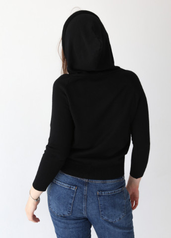 Черный демисезонный свитер женский черный с капюшоном и принтом JEANSclub Прямая