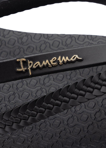 Черные пляжные тапки для басейну Ipanema плетение, с логотипом