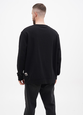 Свитшот Lagerfeld - Прямой крой надпись черный кэжуал хлопок, трехнитка - (277757995)
