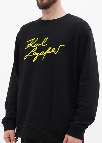 Свитшот Lagerfeld - Прямой крой надпись черный кэжуал хлопок, трехнитка - (277757995)
