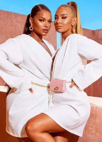 Белое кэжуал платье PrettyLittleThing однотонное