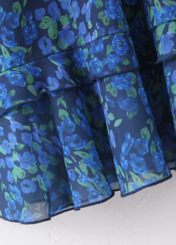 Синее кэжуал платье женское мини lobelia Berni Fashion с цветочным принтом