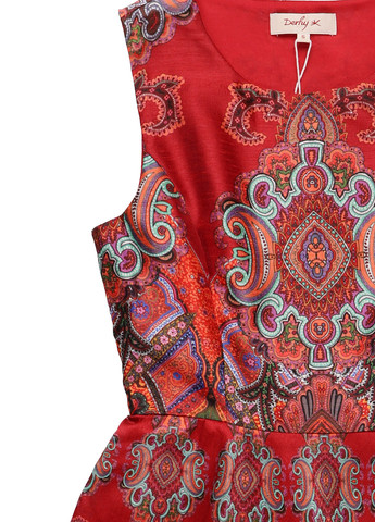 Бордова кежуал сукня кльош Derhy з орнаментом