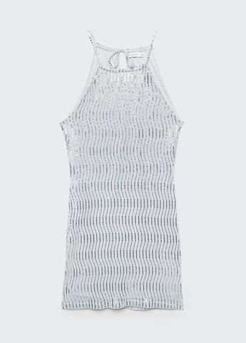 Серебряное коктейльное платье Stradivarius однотонное